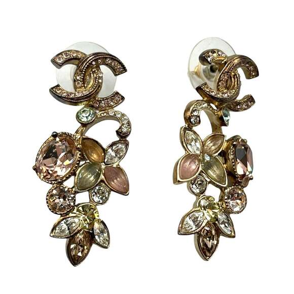 CHANEL Authentic Gold Logo Earrings
